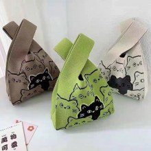 新しい女性の手作りウールニットバッグ、女性のハンドバッグ、トートバッグ、ファッショナブルなポータブルストレージバッグ、ギフトバッグ