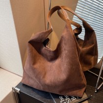 レトロソフトスエードブレッドバッグ女性用2024秋冬新作人気大 容量 ショルダーバッグ人気バケットバッグ