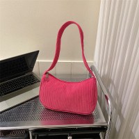カジュアルコーデュロイレディースバッグ、春夏トレンドの新作脇バッグ、シンプルで万能なバゲットバッグ、ショルダーハンドバッグ
