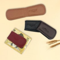 ミニ マグネット pu レザー小さな財布新レトロ第一層牛革強力な磁気紙幣磁気小切手ホルダー