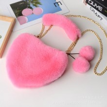 インターネットセレブファッション豪華なハート型バッグ女性のハンドバッグクロスハンド保持ピーチハート愛模造毛皮小銭入れ