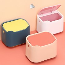 蓋付きプッシュ式卓上ゴミ箱、かわいい小さな家庭用ゴミ箱とゴミ箱、ティッシュボックスとして使用可能