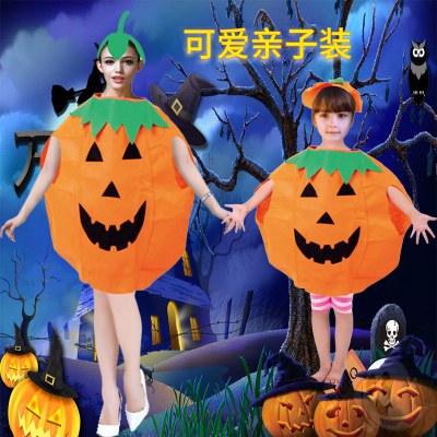 ハロウィーン大人の子供用服メイクメイクアップダンスパフォーマンスフィットカボチャの帽子パンプキン服のパフォーマンスサービス