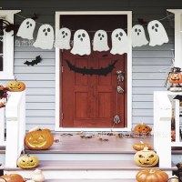 ハロウィン金粉バナーパーティー装飾装飾粉塵ゴーストプルフラグかわいいゴースト紙プルフラグ今