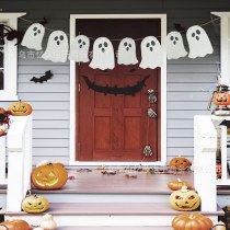 ハロウィン金粉バナーパーティー装飾装飾粉塵ゴーストプルフラグかわいいゴースト紙プルフラグ今