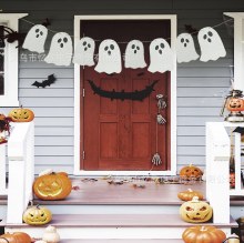 ハロウィン金粉バナーパーティー装飾装飾粉塵ゴーストプルフラグかわいいゴースト紙プルフラグ今