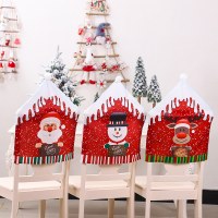 クリスマス新しいプリント椅子カバークリスマス大きな帽子椅子カバー家の装飾漫画老人雪だるまスツールカバー