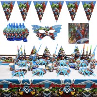 アベンジャーズ キッズ誕生日 ホリデーパーティーセット ペナント 紙コップ 紙皿 マスク パーティー食器セット