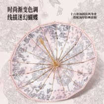 16 本骨の三つ折り日傘、新しい複合色の接着剤、日焼け止めと UV 保護、フランスのレトロな日傘、晴雨兼用