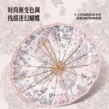 16 本骨の三つ折り日傘、新しい複合色の接着剤、日焼け止めと UV 保護、フランスのレトロな日傘、晴雨兼用