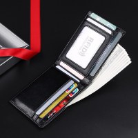 複数のカードスロットを備えたヨーロッパとアメリカの超薄型本革メンズ財布 RFID 盗難防止起毛牛革マネークリップ