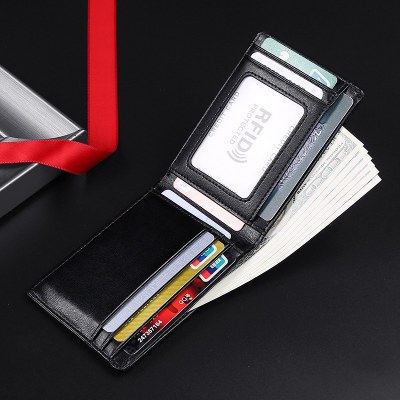複数のカードスロットを備えたヨーロッパとアメリカの超薄型本革 メンズ 財布 RFID 盗難防止起毛牛革マネークリップ