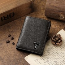 本革 財布 メンズマルチカードスロットカードホルダー小銭入れ第一層牛革ショートウォレット卸売