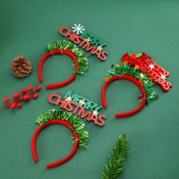 新しいクリスマススパンコール英語ヘッドバンドクリスマスパーティーの装飾用品子供の小さなギフト