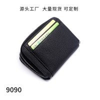本革 大容量 ジッパー カードホルダー 第一層 牛革 小銭入れ 銀行カードバッグ 財布 ソフトレザーバッグ