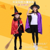 ハロウィン大人女の子コスチューム魔女ウィザードマントコスプレダブルマントショールパフォーマンス衣装