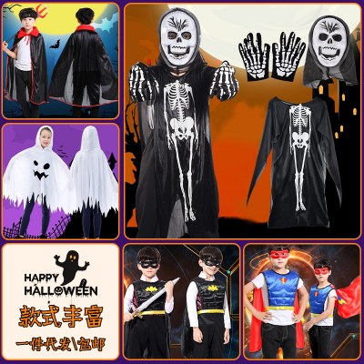 ハロウィンコスチューム子供用コスチュームキャンディーバッグセット帽子マント幼稚園パーティーパフォーマンス小道具