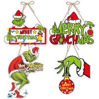 新しいクリスマス装飾グリンチドアぶら下げクリスマスグリーンファーモンスターグリンチドアぶら下げチケット