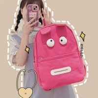 キャンバス通学女性インかわいい醜い小さなモンスターガールバックパック漫画人格バックパックキャンパス学生バッグ