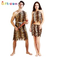 西ヨーロッパとアメリカのプリミティブ、先住民の服のカップルタイガーレザーサベージオリジナルコスチューム面白いパフォーマンス服