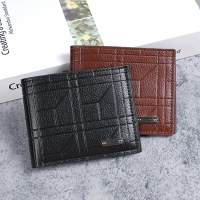 新しいメンズ財布、メンズショートウォレット、ユースファッションチェック柄横型ソフトウォレット、大容量マルチカードスロットウォレット