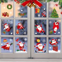 新しい老人スノーフレーク静電ステッカークリスマスウィンドウステッカー接着剤不使用のガラスステッカー窓装飾用品クリスマスステッカー