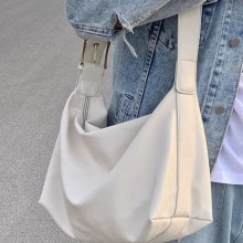 2024 新ファッションサマーカレッジレトロ無地大容量トートバッグ通勤多用途ショルダークロスボディバッグ