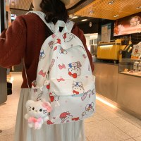 日本のかわいいプリント kt 猫バックパックバッグイン大容量ソフトガールキャンパス収納袋学生バックパックかわいい