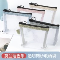 透明メッシュ収納袋、ポータブル、コンパクト小銭入れ、化粧品収納袋、キーカード収納袋