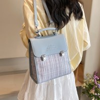 韓国スタイル PU ステッチ女性のバックパックハイエンド小さな香りクロスボディバックパック女性のロックバックル外国スタイルのポータブル小さな正方形のバッグ