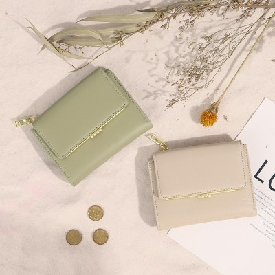 ジッパーPUの かわいい 小銭入れ、新鮮でシンプルなカードホルダー、複数のカードスロット、ファッショナブルなショートスタイル、ハイエンドの女性財布