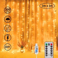 カーテンライト LED 滝ライトストリングルーム装飾クリスマス雰囲気ライト USB リモコン 3*3 メートル銅線カーテンライト
