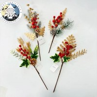 クリスマスゴールデン模擬松葉クリスマス赤い果実松ぼっくり松葉切断アクセサリーホリデーデコレーション