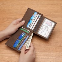 新しいメンズ財布クレイジーホースレザー本革ヨーロッパとアメリカの財布RFIDカーボンファイバーパターン牛革メンズ抗磁気カードホルダー