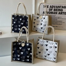 韓国語版インキャンバスハンドバッグ夏の学生弁当箱ランチバッグ日本の化粧品収納袋