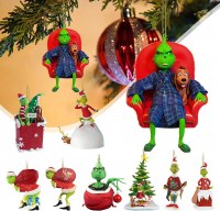 新しいグリンチ緑の毛皮のようなクリスマス ツリーの装飾クリスマス ペンダントクリスマスの装飾創造的な装飾品