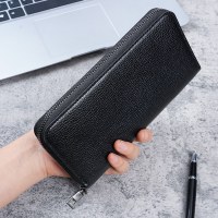 ロングメンズジッパーウォレット大容量レザーウォレットクラッチバッグ携帯電話バッグカジュアル名刺スロットマネー