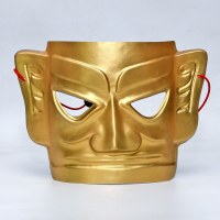 Golden Sanxingduiインターネットレッドフルフェイス大人の男性の古代パフォーマンスハロウィーンナショナルスタイルバギタルシルバーボールパーティーマスク