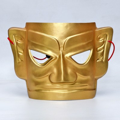 Golden Sanxingduiインターネットレッドフルフェイス大人の男性の古代パフォーマンスハロウィーンナショナルスタイルバギタルシルバーボールパーティーマスク