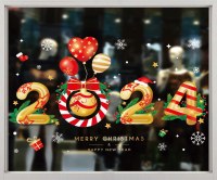 2024 クリスマス元旦静的ステッカークリスマス装飾シームレスなウィンドウステッカー壁紙ガラス窓装飾卸売