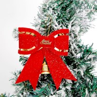 新しいクリスマス装飾ホットスタンピングメリークリスマスレッドベル弓 DIY クリスマスツリー吊り下げ装飾