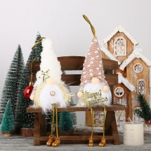 クリスマス装飾スパンコールぬいぐるみ帽子ルドルフとライト人形森老人ペンダント北欧ドワーフ