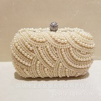 手作りパールチャイナドレスバッグ、イブニングバッグ、ビーズ刺繍ドレスチャイナドレスチェーンバッグ、ショートスタイル