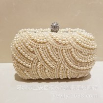 手作りパールチャイナドレスバッグ、イブニングバッグ、ビーズ刺繍ドレスチャイナドレスチェーンバッグ、ショートスタイル