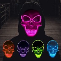 PVC ホワイトスカルマスク LED マスクハロウィングローマスク EL コールドライトマスクホリデーパーティーグロー