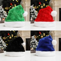 ショートぬいぐるみクリスマスハット大人用帽子レッドグリーンピンクブルーブラックグレーパープル刺繍