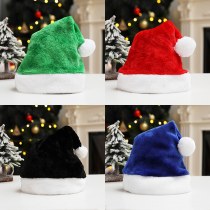 ショートぬいぐるみクリスマスハット大人用帽子レッドグリーンピンクブルー ブラック グレーパープル刺繍