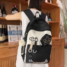 かわいいスターガールスクールバッグ女性韓国レトロ高校生中学生バックパック大容量旅行バックパック
