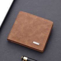 メンズ 財布 、ショートウォレット、レザーウォレット、運転免許証用の複数のカードスロット付き、レトロなドルクリップ。