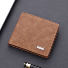 メンズ財布、ショートウォレット、レザーウォレット、運転免許証用の複数のカードスロット付き、レトロなドルクリップ。